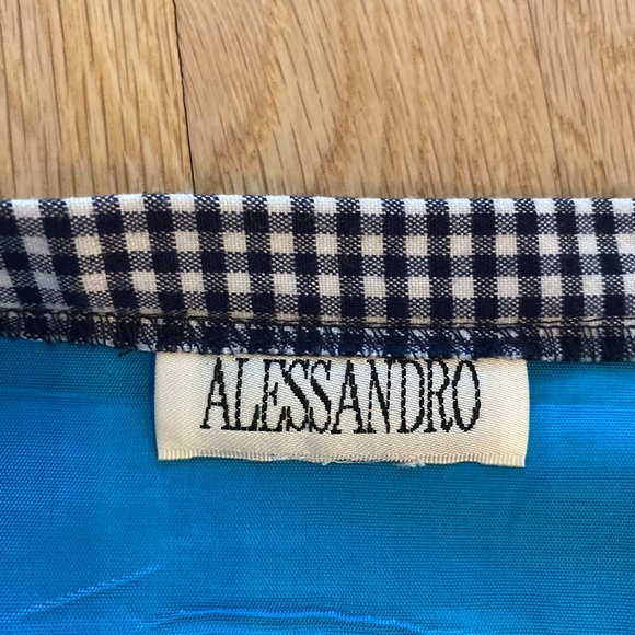 Alessandro Womens Navy White Check Full Zipper Jacket w Marching Skirt Suit / 4 - Picture 11 of 13